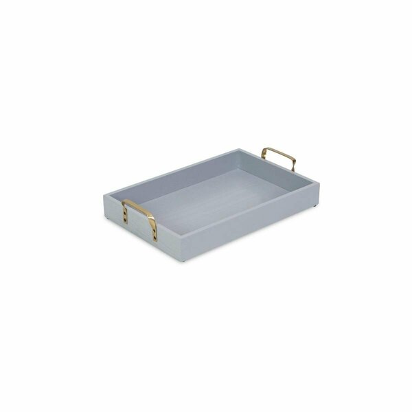 H2H Gray Wood Tray with Side Gold Handles H22845866